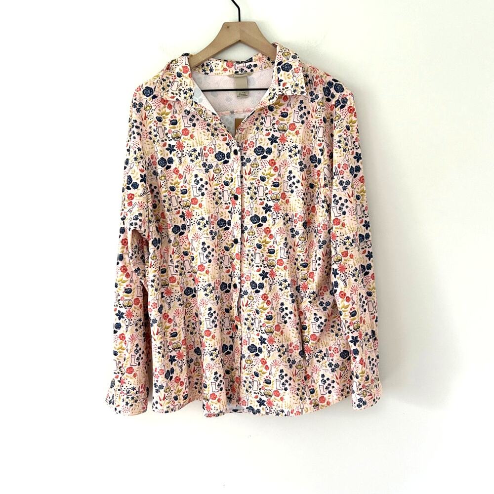 NWT Duluth Trading Co Sidewinder Printed Shirt Garden Floral UPF XXL